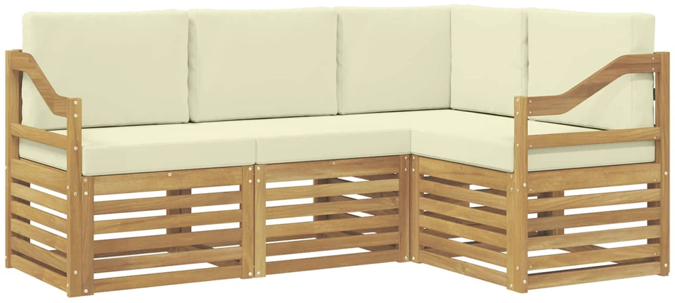 Lauko sofos komplektas 4 vnt. 4 vietos Baltas and Kreminis