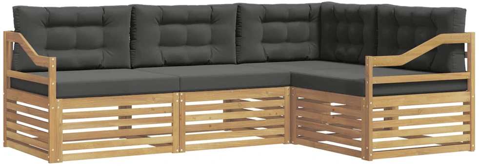 Lauko sofos komplektas 4 vnt. 4 vietos Balta ir antracito