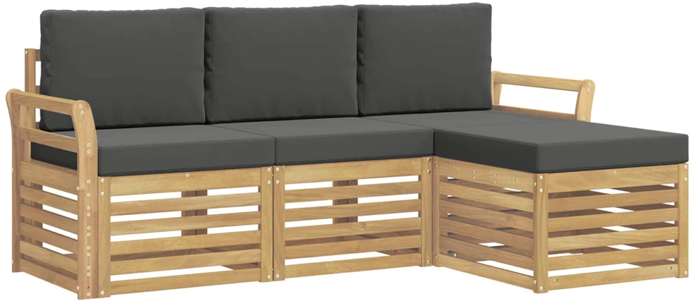 Lauko sofos komplektas 4 vnt. 4 vietos Balta ir antracito