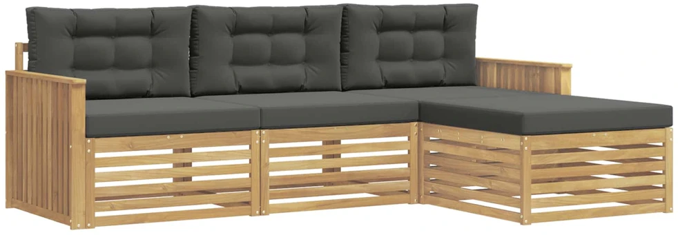 Lauko sofos komplektas 4 vnt. 3 vietos Balta ir antracito