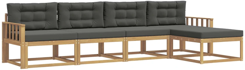 Lauko sofos komplektas 5 vnt. 5 vietos Balta ir antracito