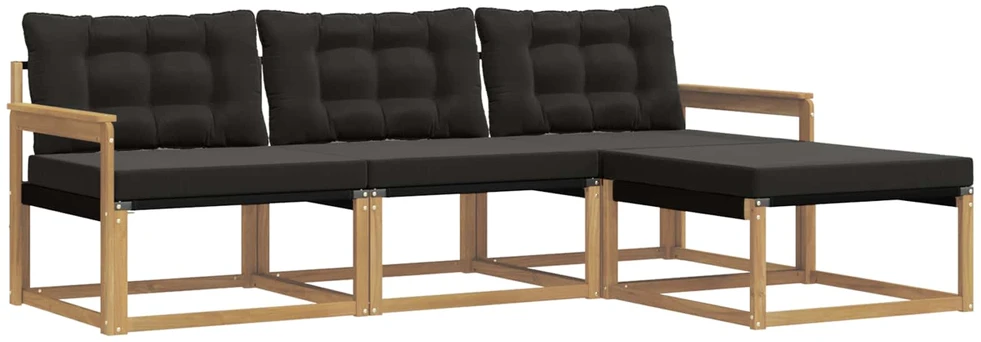 Lauko sofos komplektas 4 vnt. 4 vietos Balta ir juoda