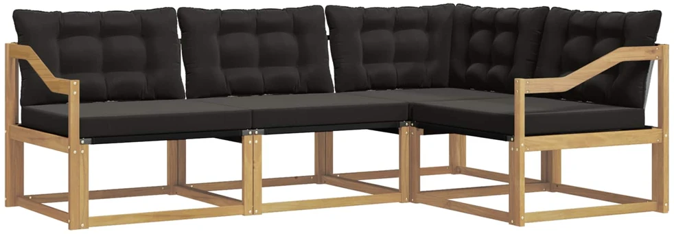 Lauko sofos komplektas 4 vnt. Balta ir juoda