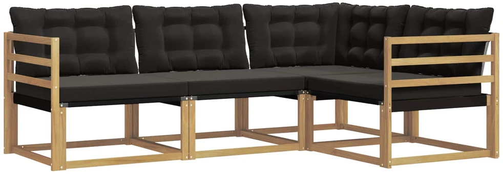 Lauko sofos komplektas 4 vnt. Balta ir juoda