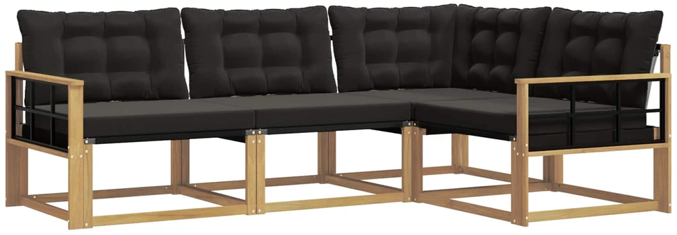Lauko sofos komplektas 4 vnt. Balta ir juoda