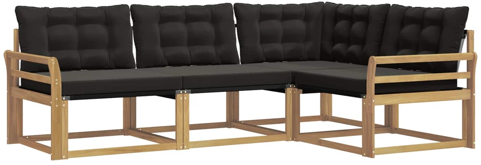 Lauko sofos komplektas 4 vnt. Balta ir juoda
