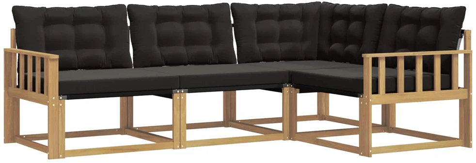 Lauko sofos komplektas 4 vnt. Balta ir juoda