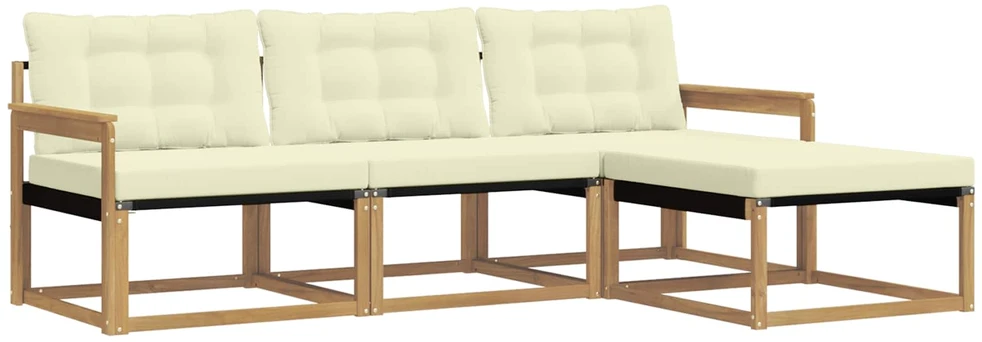 Lauko sofos komplektas 4 vnt. 4 vietos Balta ir kreminė
