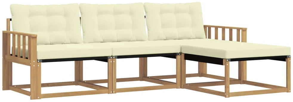 Lauko sofos komplektas 4 vnt. 4 vietos Balta ir kreminė