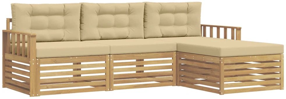 Lauko sofos komplektas 4 vnt. 4 vietos Balta ir kreminė