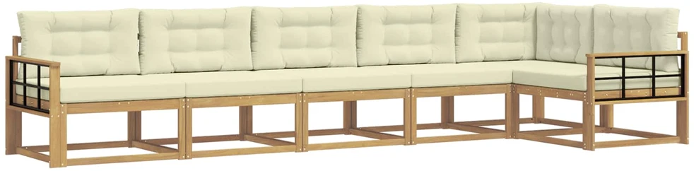 Lauko sofos komplektas 4 vnt. 6 vietos Balta ir kreminė