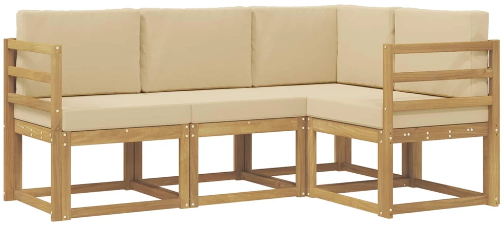 Lauko sofos komplektas 4 vnt. Balta ir kreminė