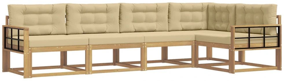 Lauko sofos komplektas 5 vnt. 5 vietos Balta ir kreminė