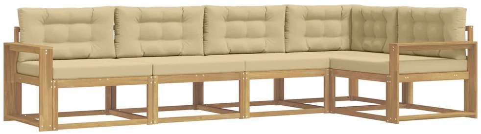 Lauko sofos komplektas 5 vnt. 5 vietos Balta ir kreminė
