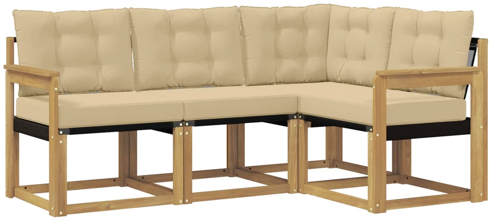Lauko sofos komplektas 4 vnt. 4 vietos Balta ir kreminė