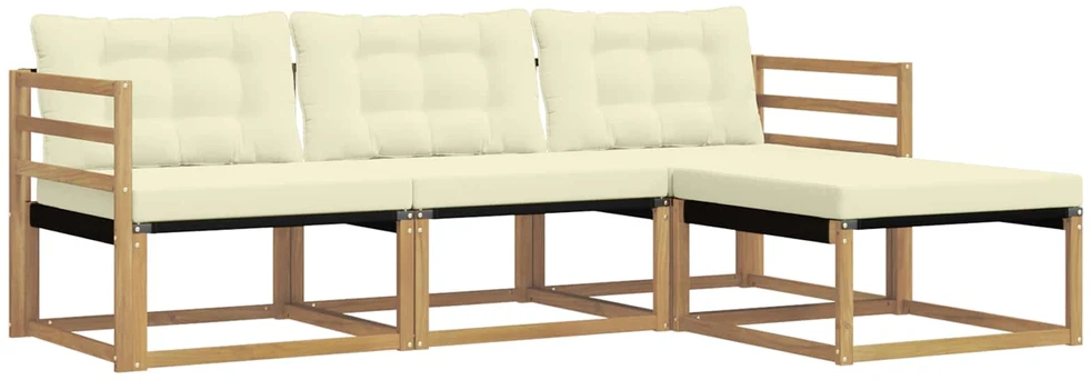 Lauko sofos komplektas 4 vnt. 4 vietos Balta ir kreminė