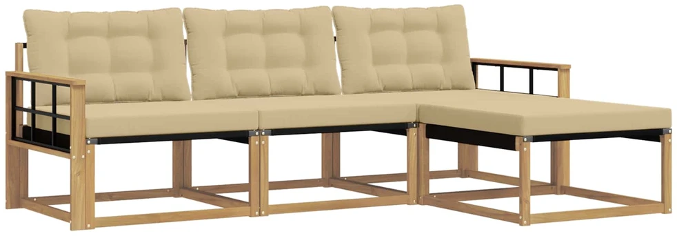Lauko sofos komplektas 4 vnt. 4 vietos Balta ir kreminė