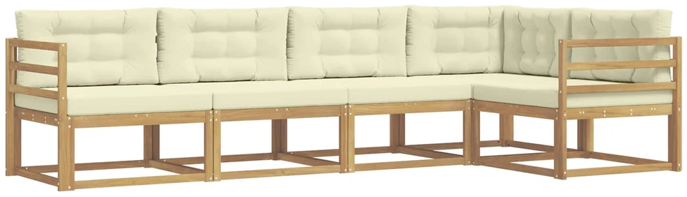 Lauko sofos komplektas 5 vnt. 5 vietos Balta ir kreminė