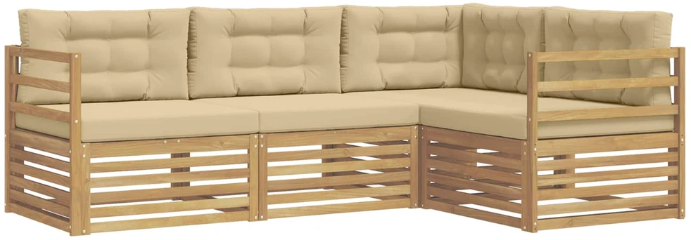 Lauko sofos komplektas 4 vnt. 4 vietos Balta ir kreminė