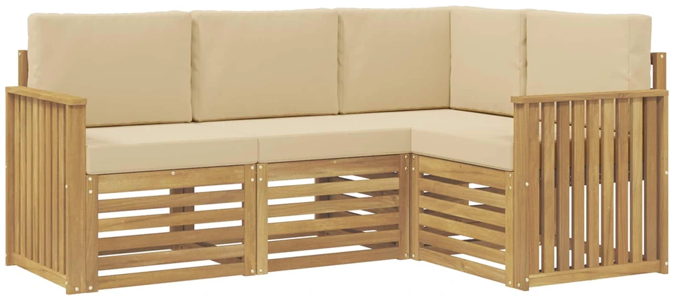 Lauko sofos komplektas 4 vnt. 4 vietos Balta ir kreminė