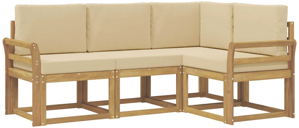 Lauko sofos komplektas 4 vnt. Balta ir kreminė