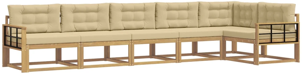 Lauko sofos komplektas 4 vnt. 6 vietos Balta ir kreminė