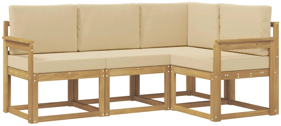 Lauko sofos komplektas 4 vnt. Balta ir kreminė