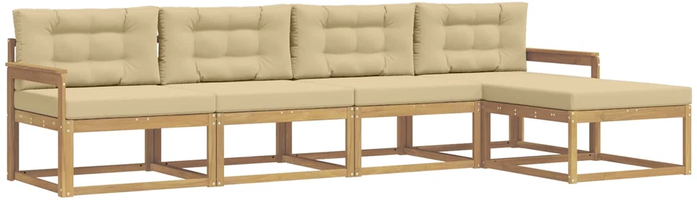 Lauko sofos komplektas 5 vnt. 5 vietos Balta ir kreminė