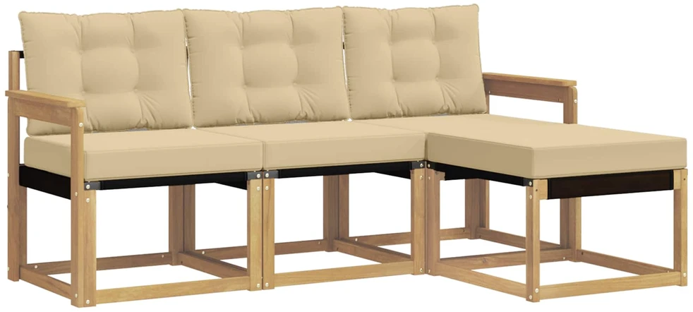 Lauko sofos komplektas 4 vnt. Balta ir kreminė