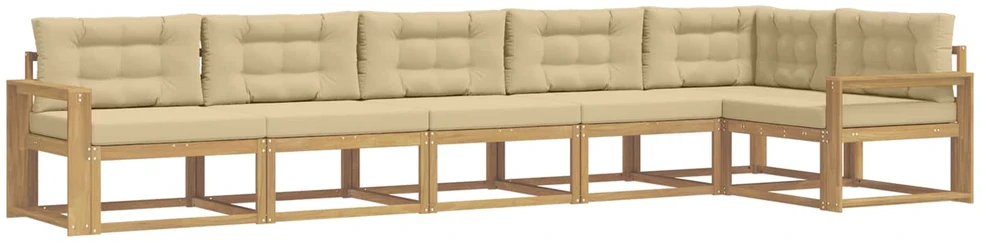 Lauko sofos komplektas 4 vnt. 6 vietos Balta ir kreminė