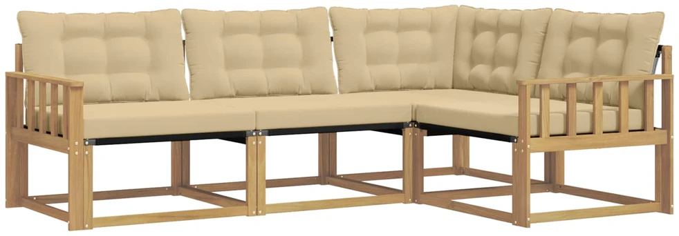 Lauko sofos komplektas 4 vnt. Balta ir kreminė