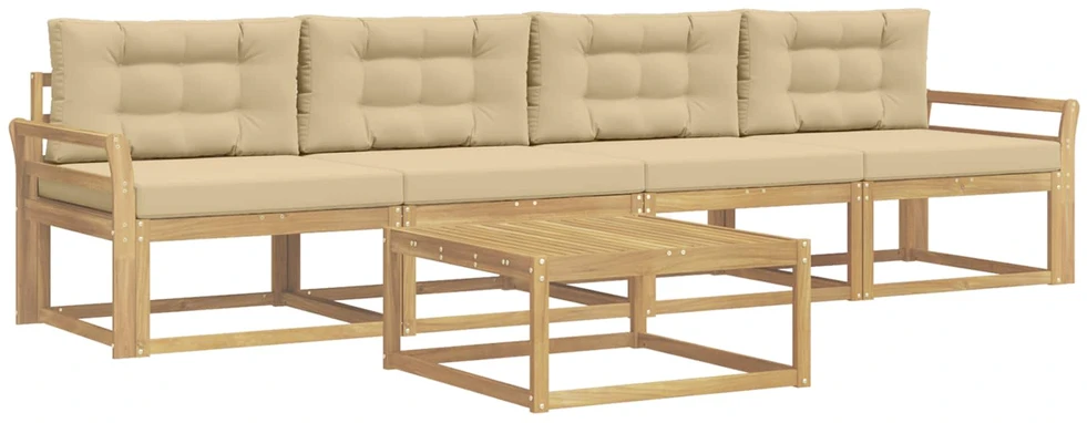 Lauko sofos komplektas 4 vnt. 4 vietos Balta ir kreminė