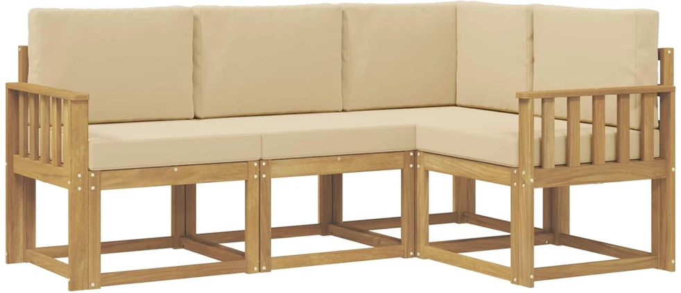 Lauko sofos komplektas 4 vnt. Balta ir kreminė