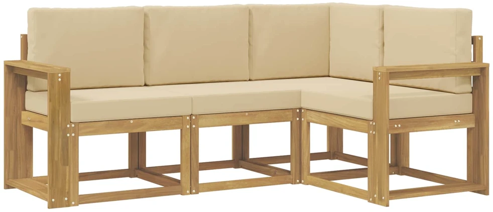 Lauko sofos komplektas 4 vnt. 4 vietos Balta ir kreminė