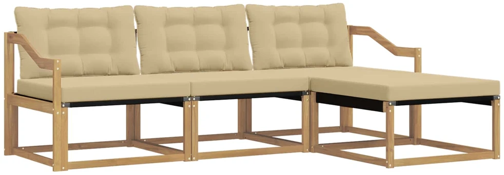 Lauko sofos komplektas 4 vnt. 4 vietos Balta ir kreminė