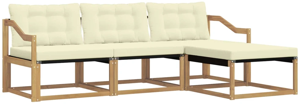 Lauko sofos komplektas 4 vnt. 4 vietos Balta ir kreminė