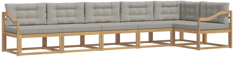 Lauko sofos komplektas 4 vnt. 6 vietos Balta ir šviesiai pilka