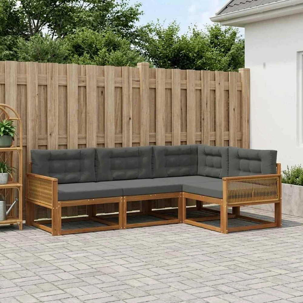 Lauko sofos komplektas 4 vnt. Natūralus ir antracitas