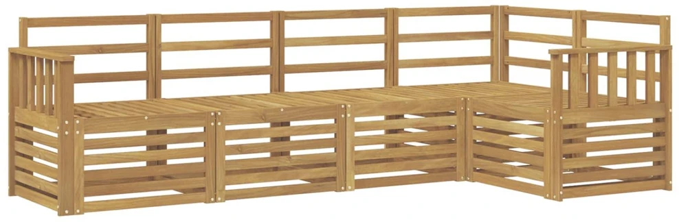 Lauko sofos komplektas 5 vnt. Balta Kietos akacijos mediena
