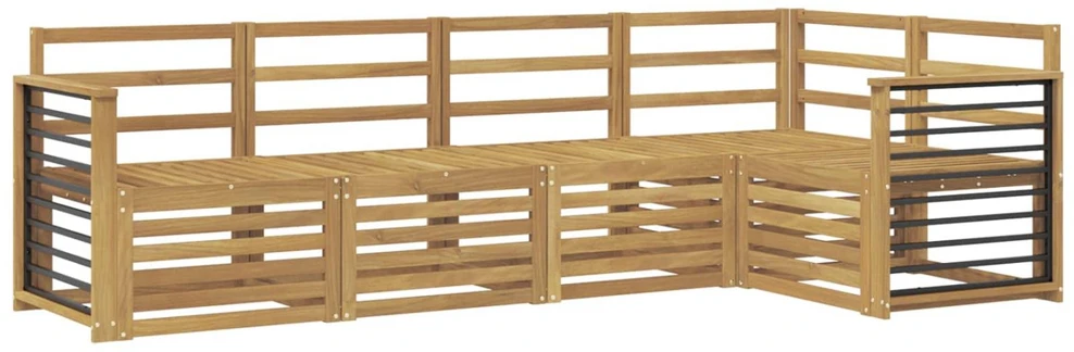 Lauko baldų komplektas Lauko sofos komplektas 5 vnt. Balta Kietos akacijos mediena