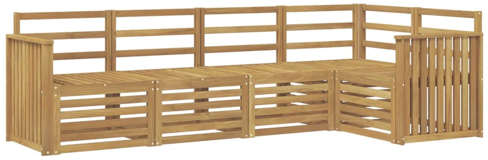 Lauko sofos komplektas 5 vnt. Balta Kietos akacijos mediena