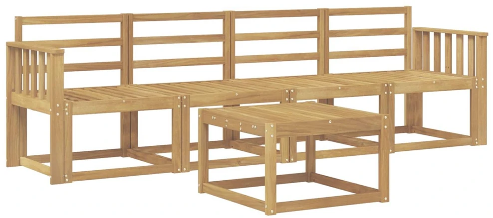 Lauko sofos komplektas 5 vnt. Balta Kietos akacijos mediena