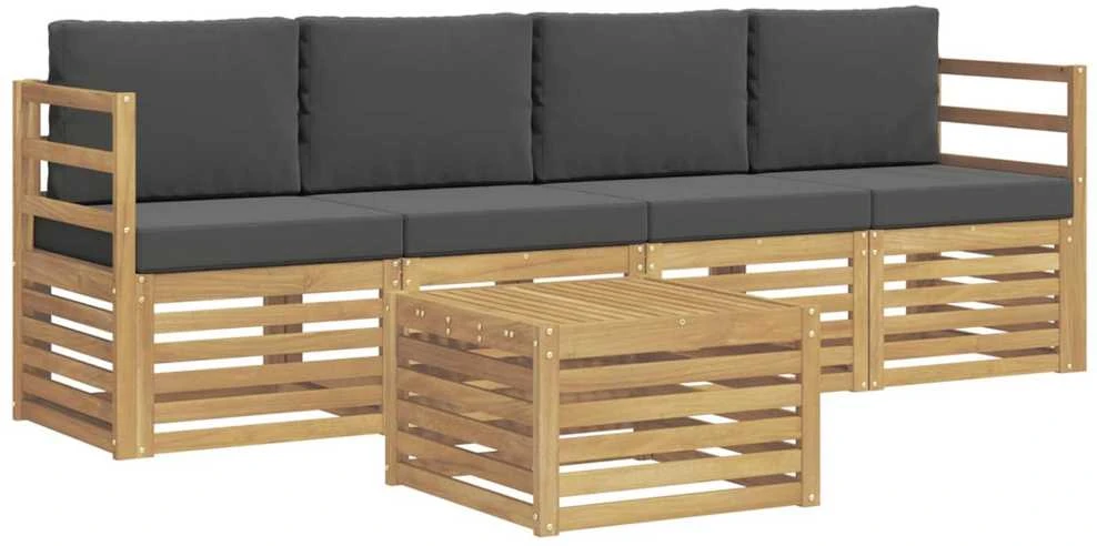 Lauko sofos komplektas 5 vnt. Balta ir antracito Poliesteris