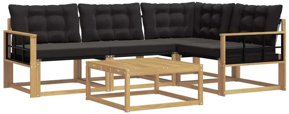 Lauko sofos komplektas 5 vnt. Balta ir juoda