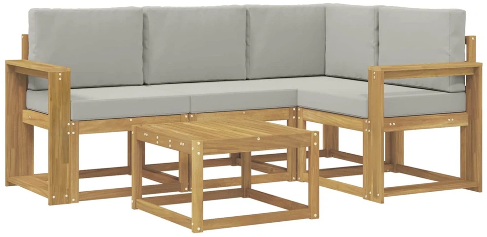 Lauko sofos komplektas 5 vnt. Balta ir šviesiai pilka