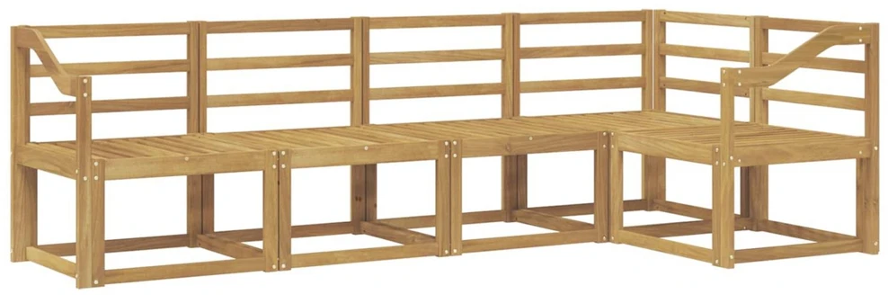 Lauko sofos komplektas 5 vnt. Balta Kietos akacijos mediena