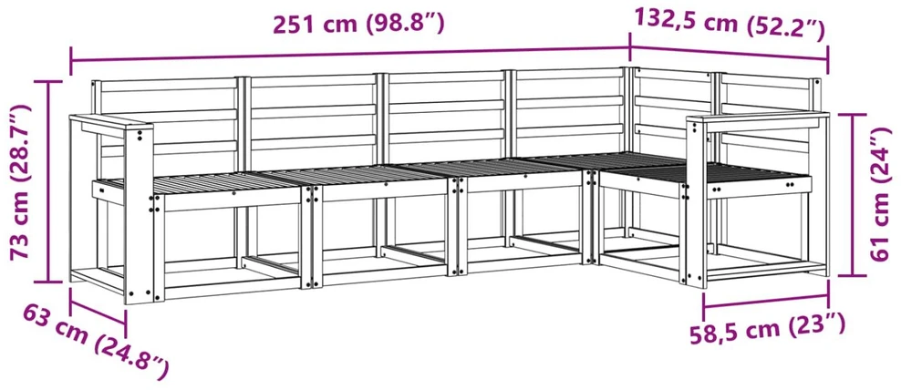 Lauko baldų komplektas Lauko sofos komplektas 5 vnt. Balta Kietos akacijos mediena