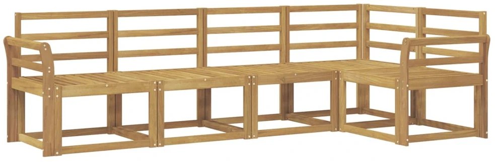 Lauko sofos komplektas 5 vnt. Balta Kietos akacijos mediena
