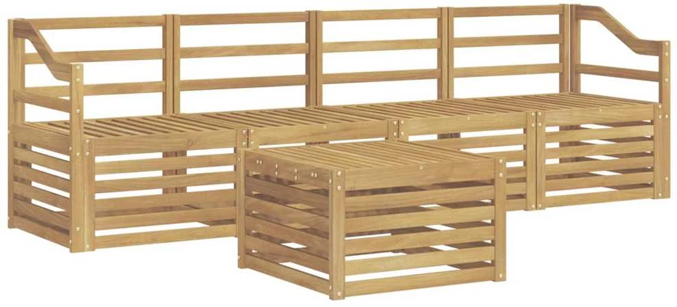 Lauko sofos komplektas 5 vnt. Balta Kietos akacijos mediena