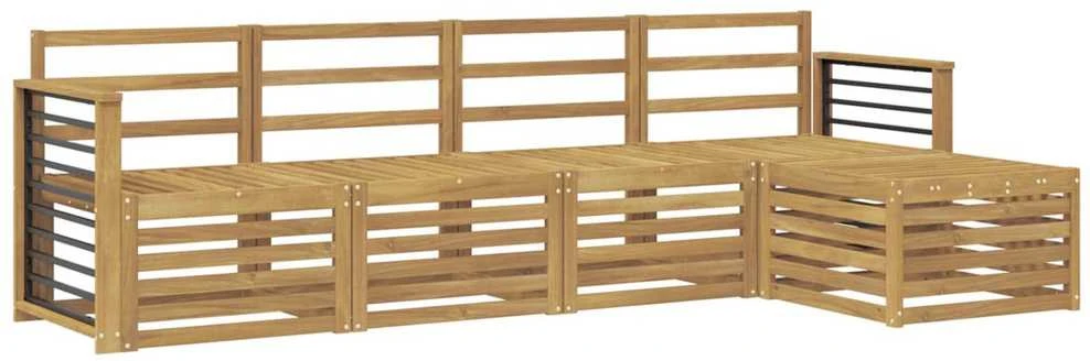 Lauko sofos komplektas 5 vnt. Balta Kietos akacijos mediena